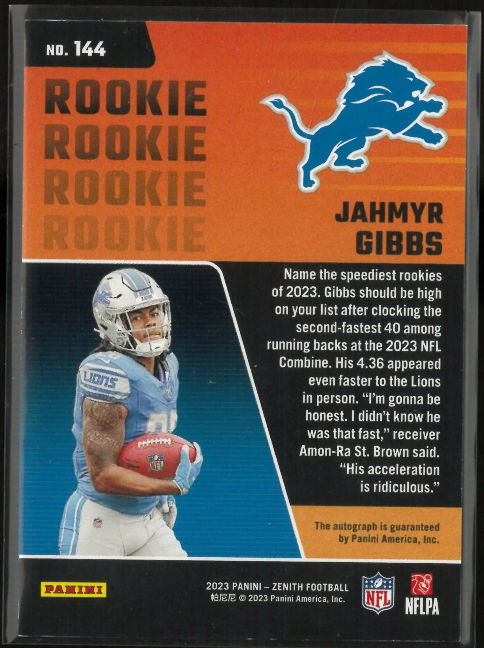2023 Panini Zenith Rookie Red Zone Jahmyr Gibbs Autograph Auto RC 