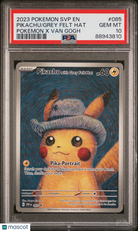 2023 Pokemon Pikachu #085 Grey Felt Hat - Van Gogh Edition PSA 10 2023 Pokemon Pikachu #085 Grey Felt Hat - Van Gogh Edition PSA 10
