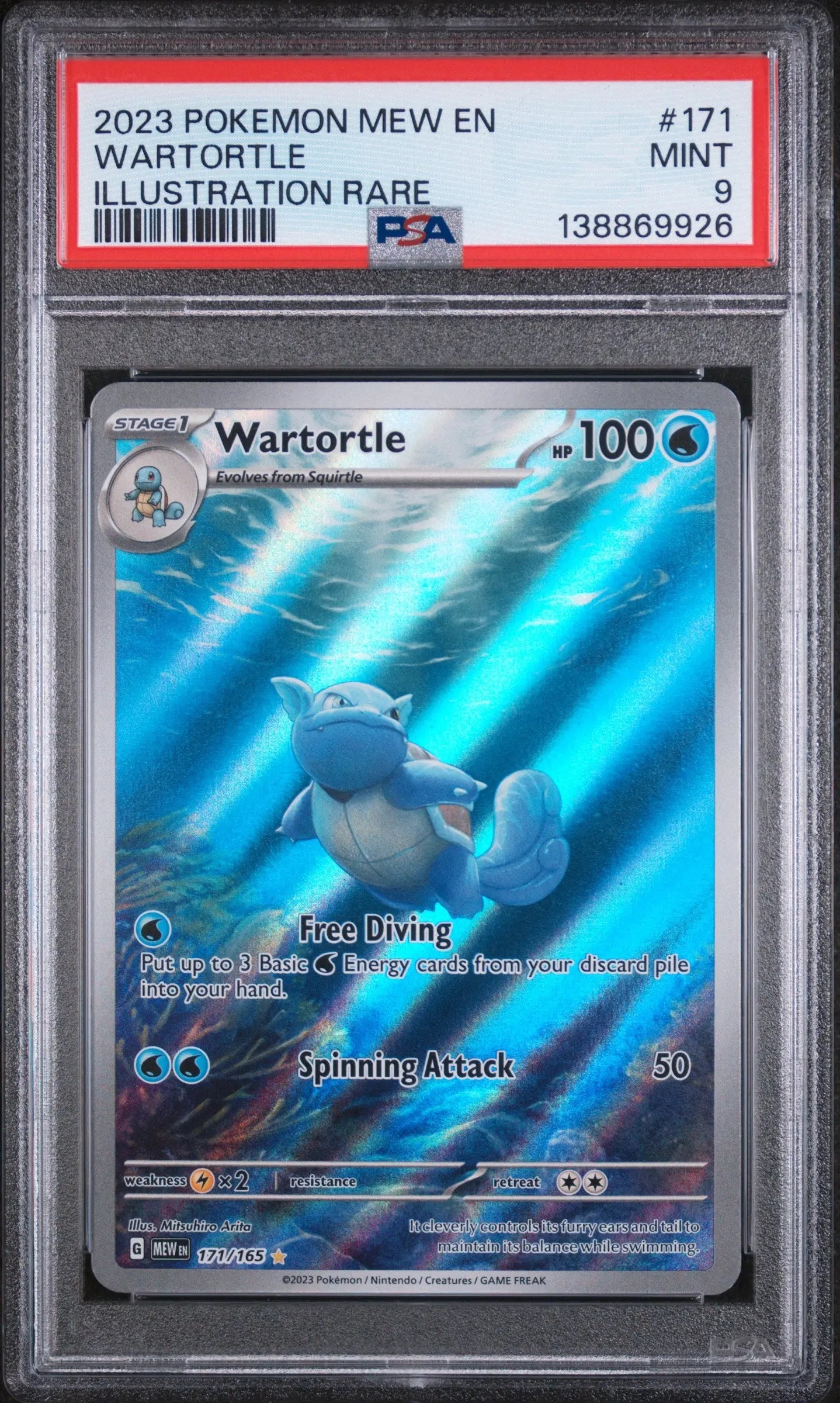 2023 Pokemon 151 Wartortle Illustration Rare 171/165 PSA 9 