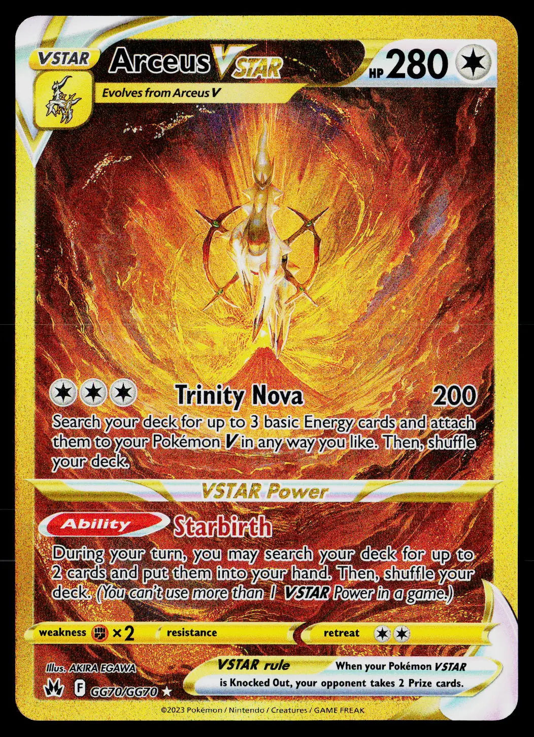 2023 Pokemon Crown Zenith Galarian Gallery Arceus VSTAR Secret Rare GG70/GG70 