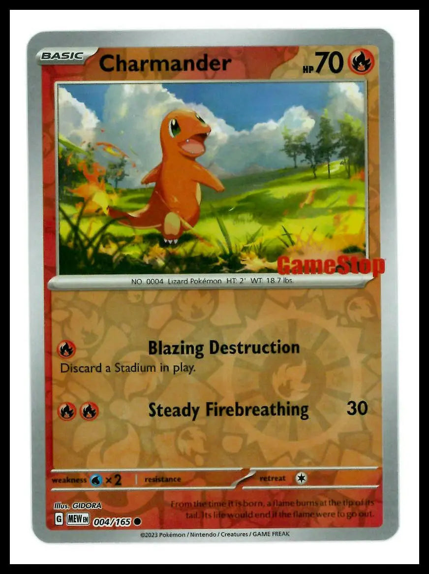 2023 Pokemon GameStop Stamped Promo Charmander 004/165 