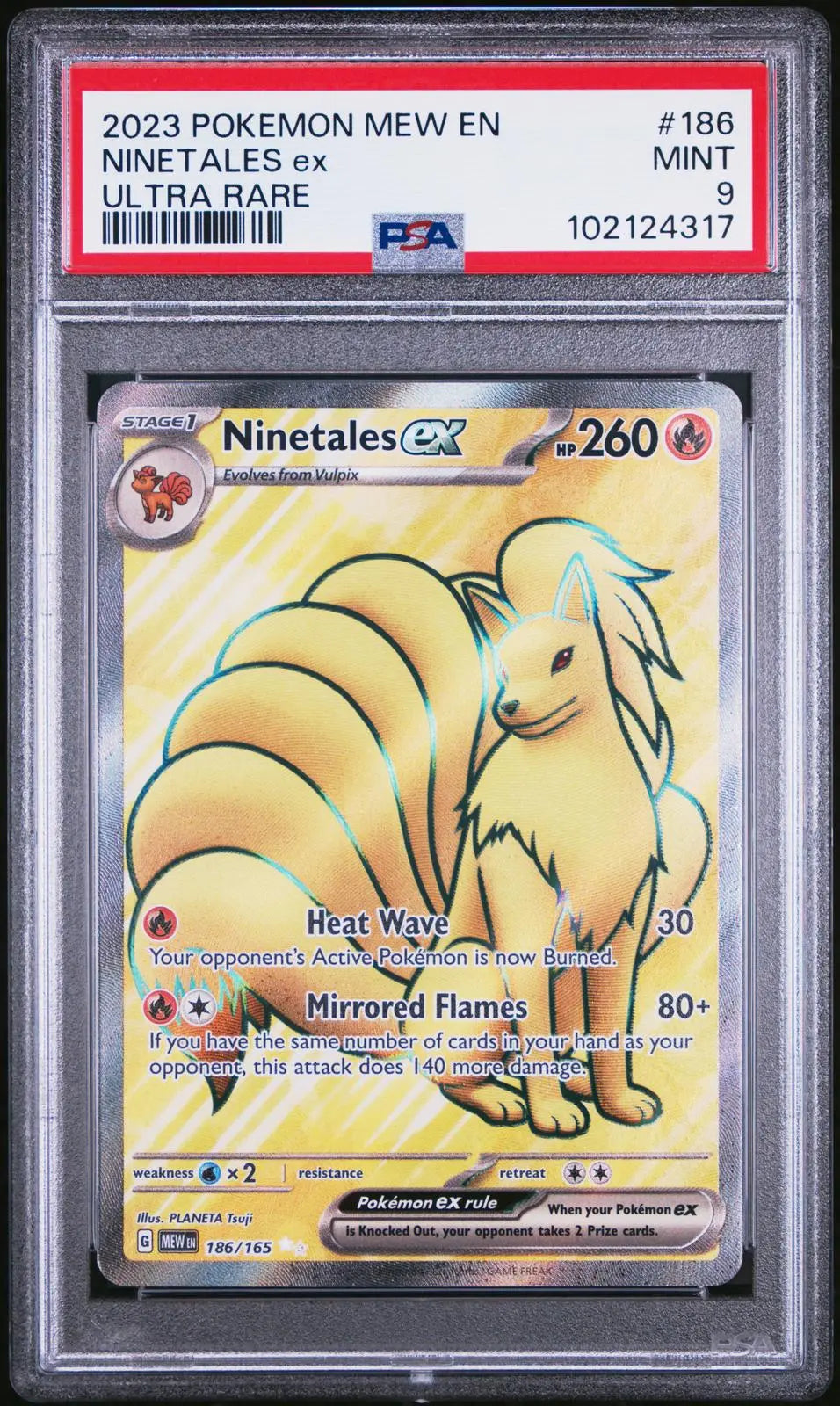 2023 Pokemon MEW EN Scarlet & Violet 151 Ninetales ex Ultra Rare 186/165 PSA 9 