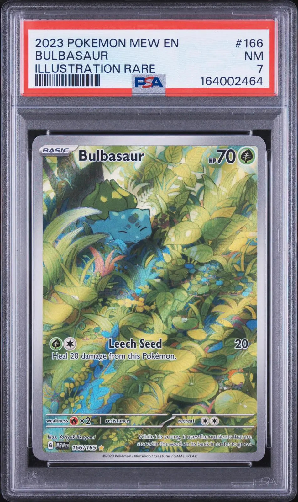 2023 Pokemon MEW Scarlet & Violet 151 Bulbasaur Illustration Rare 166/165 PSA 7 