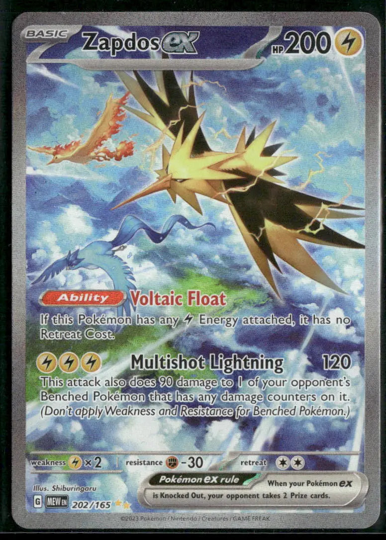 2023 Pokemon Mew- 151 Zapdos ex Special Illustration Rare 202/165 