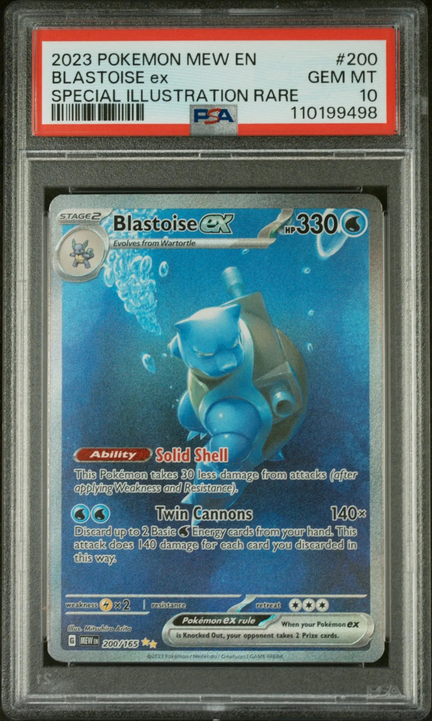 2023 Pokemon Mew EN-151 Blastoise EX Special Illustration Rare PSA 10 200/165 