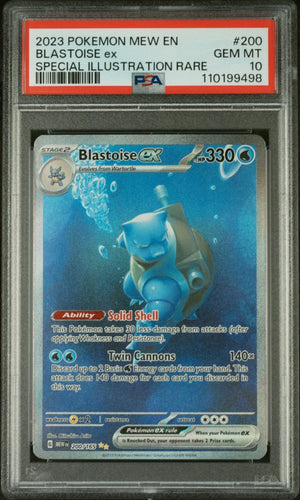 2023 Pokemon Mew EN-151 Blastoise EX Special Illustration Rare PSA 10 200/165 