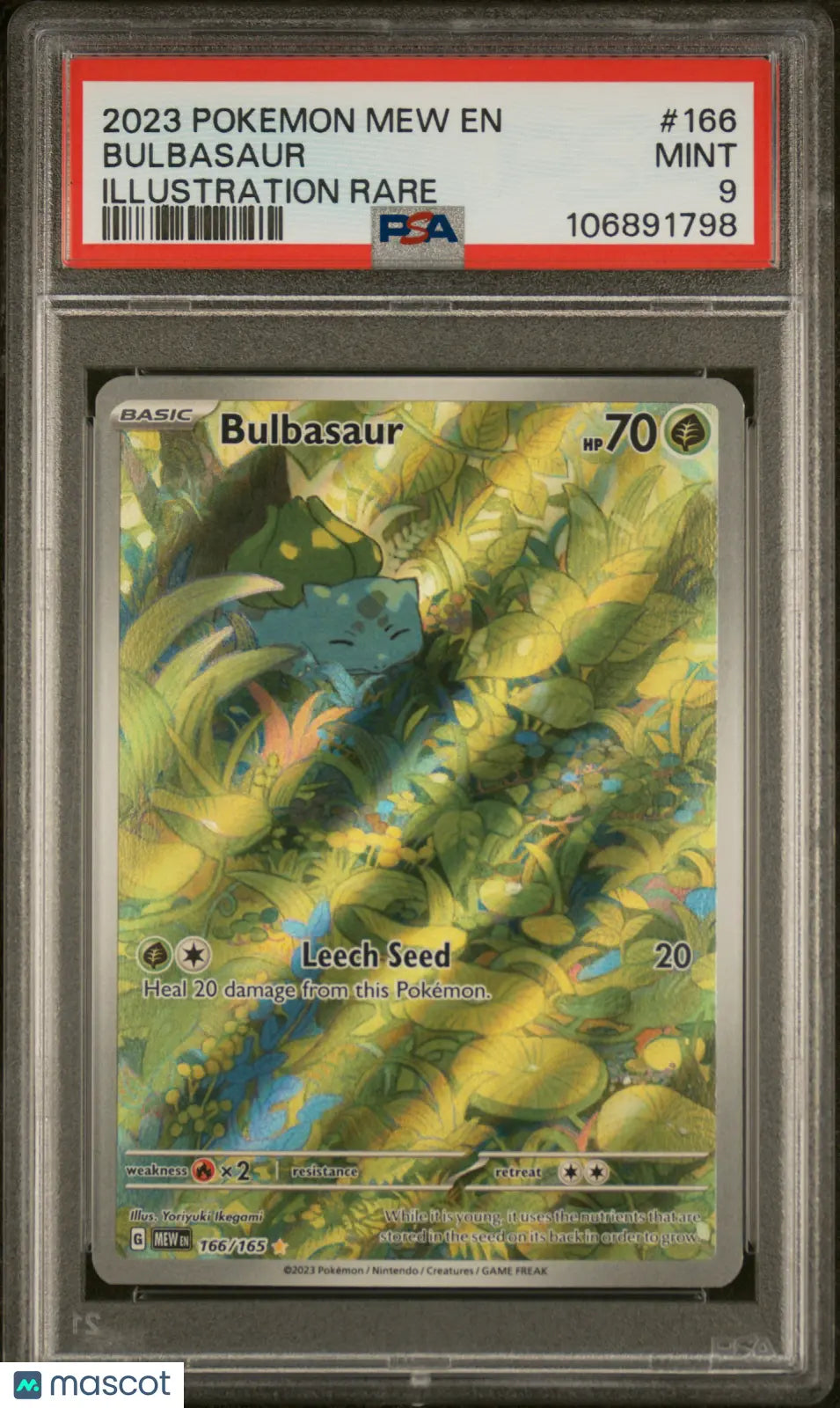 2023 Pokemon Mew EN-151 Bulbasaur Illustration Rare PSA 9 166/165 