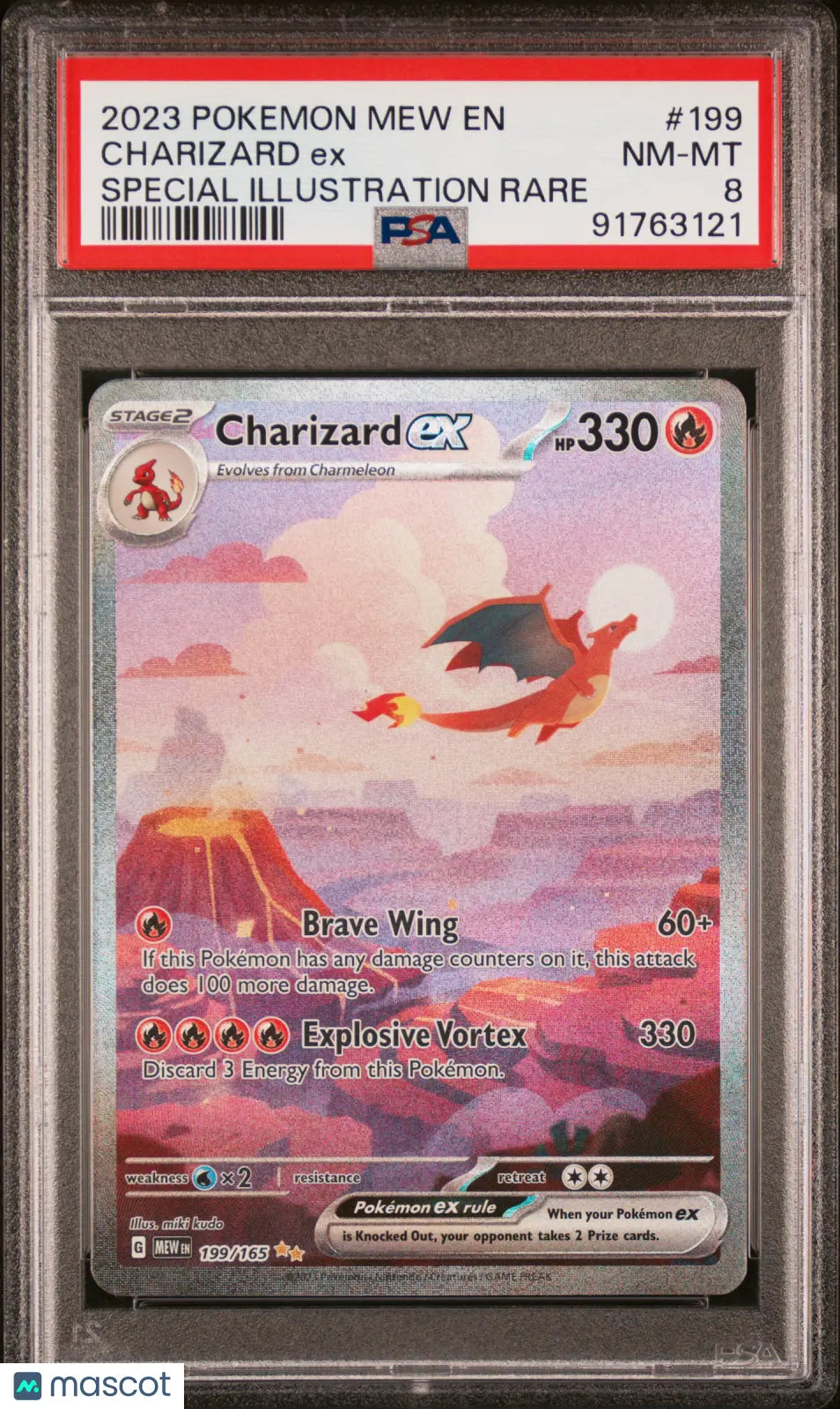 2023 Pokemon Mew EN-151 Charizard EX Special Illustration Rare PSA 8 199/165 