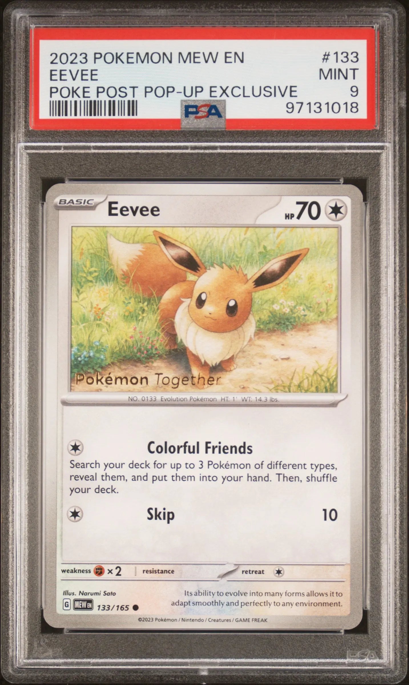 2023 Pokemon Mew EN-151 Eevee Pokemon Together PSA 9 #133 
