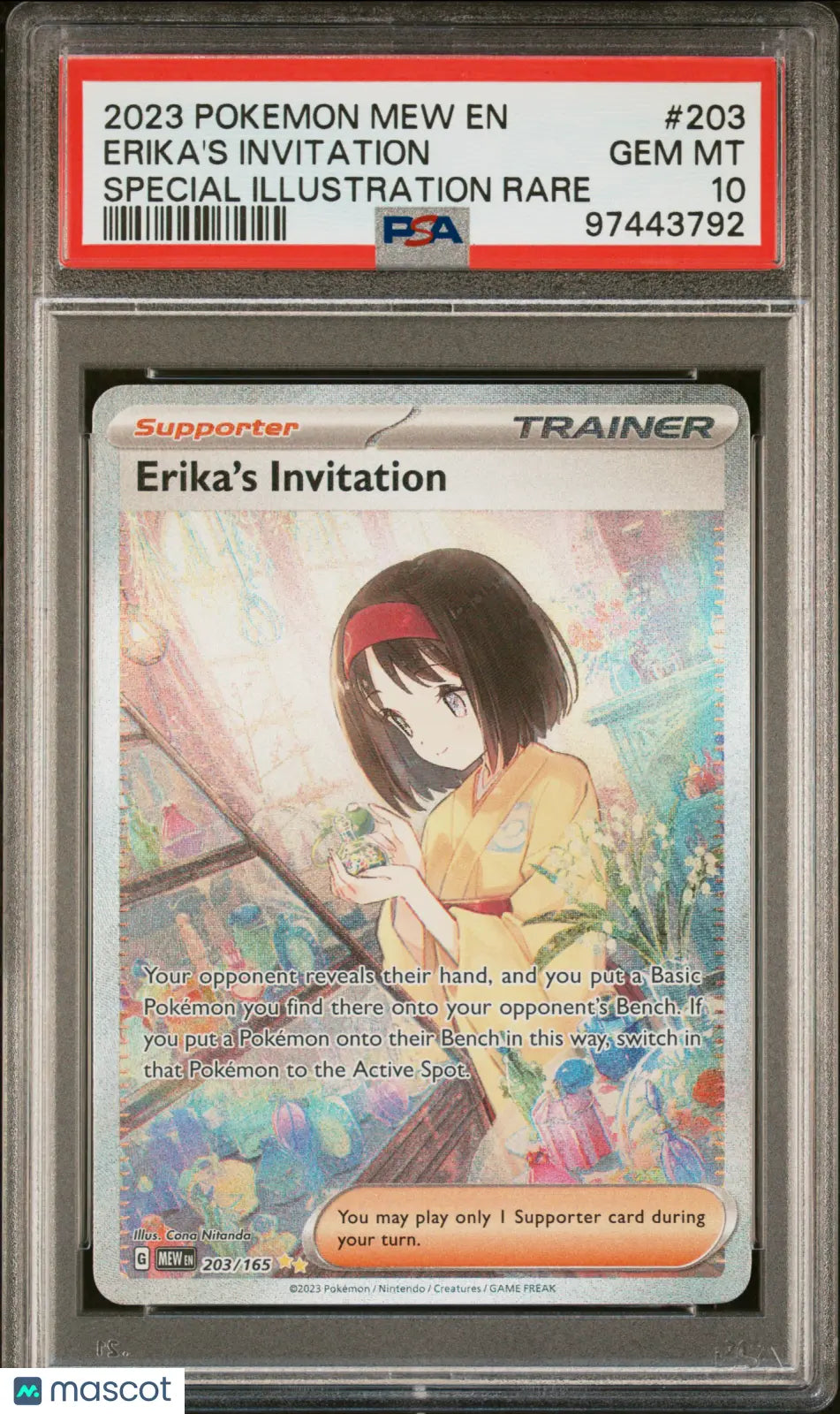 2023 Pokemon Mew EN-151 Erika's Invitation Special Illustration Rare PSA 10 #203 