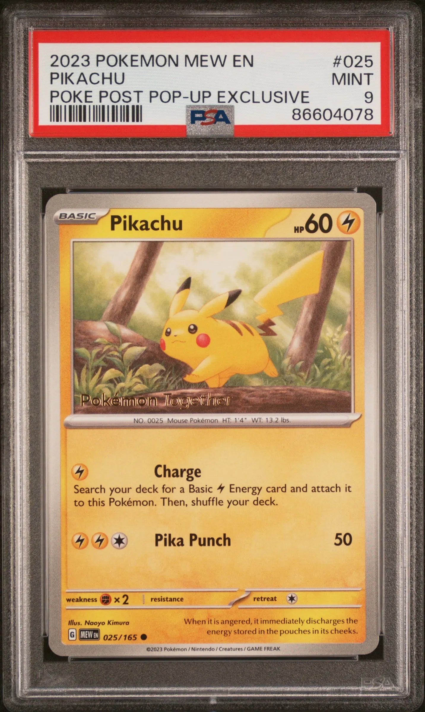 2023 Pokemon Mew EN-151 Pikachu Pokemon Together PSA 9 #025 