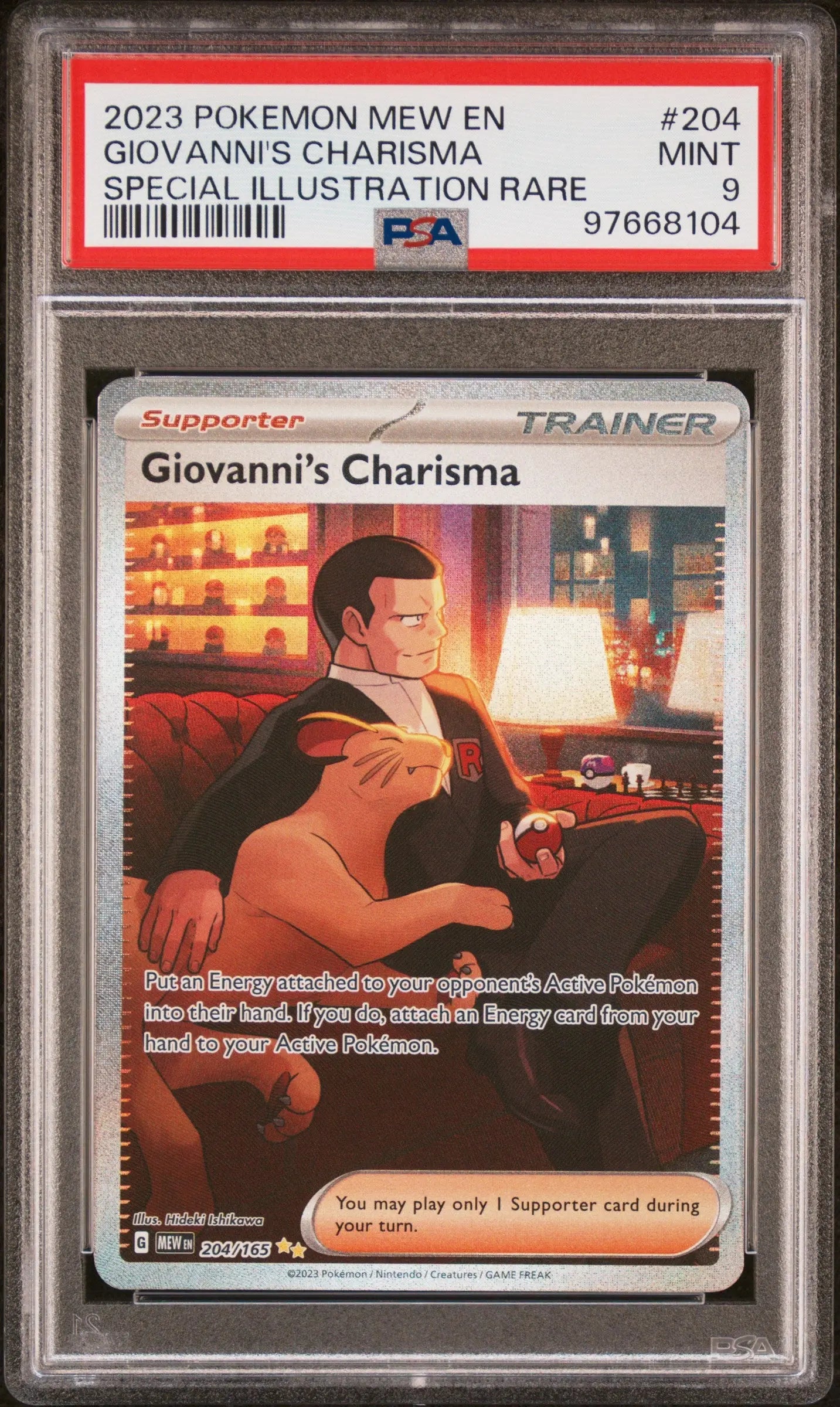 2023 Pokemon Mew EN-151 Special Illustration Rare Giovanni's Charisma PSA 9 #204 