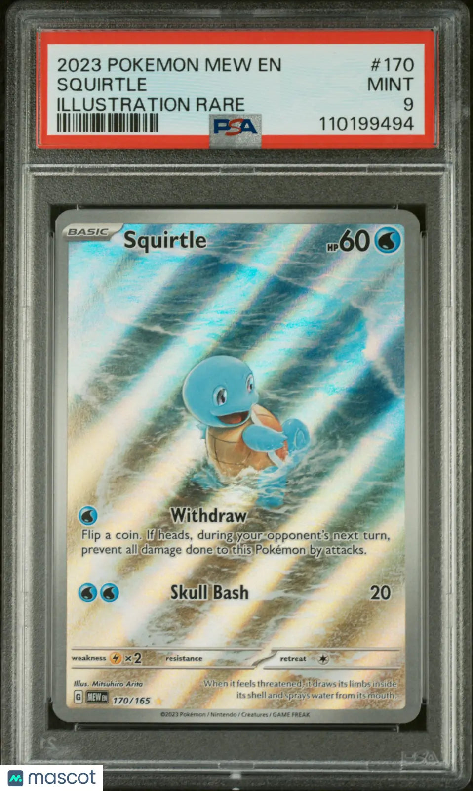2023 Pokemon Mew EN-151 Squirtle Illustration Rare PSA 9 170/165 