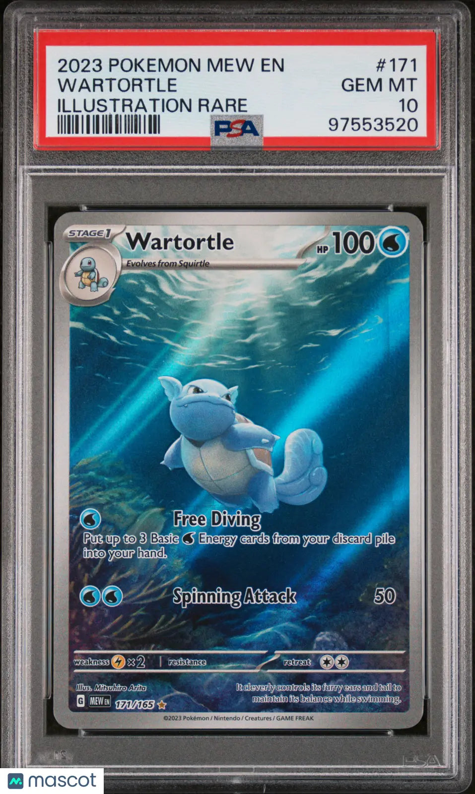 2023 Pokemon Mew EN-151 Wartortle Illustration Rare PSA 10 171/165 