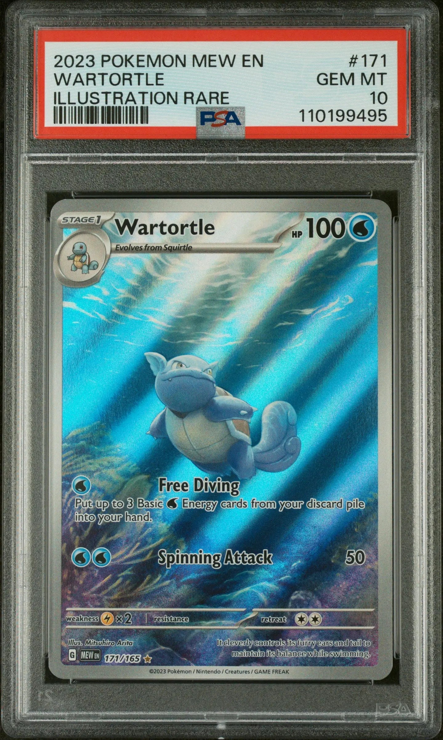 2023 Pokemon Mew EN-151 Wartortle Illustration Rare PSA 10 171/165 