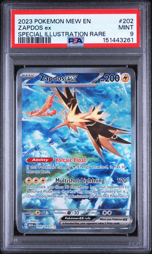 2023 Pokemon Mew EN-151 Zapdos EX Special Illustration Rare 202/165 PSA 9 