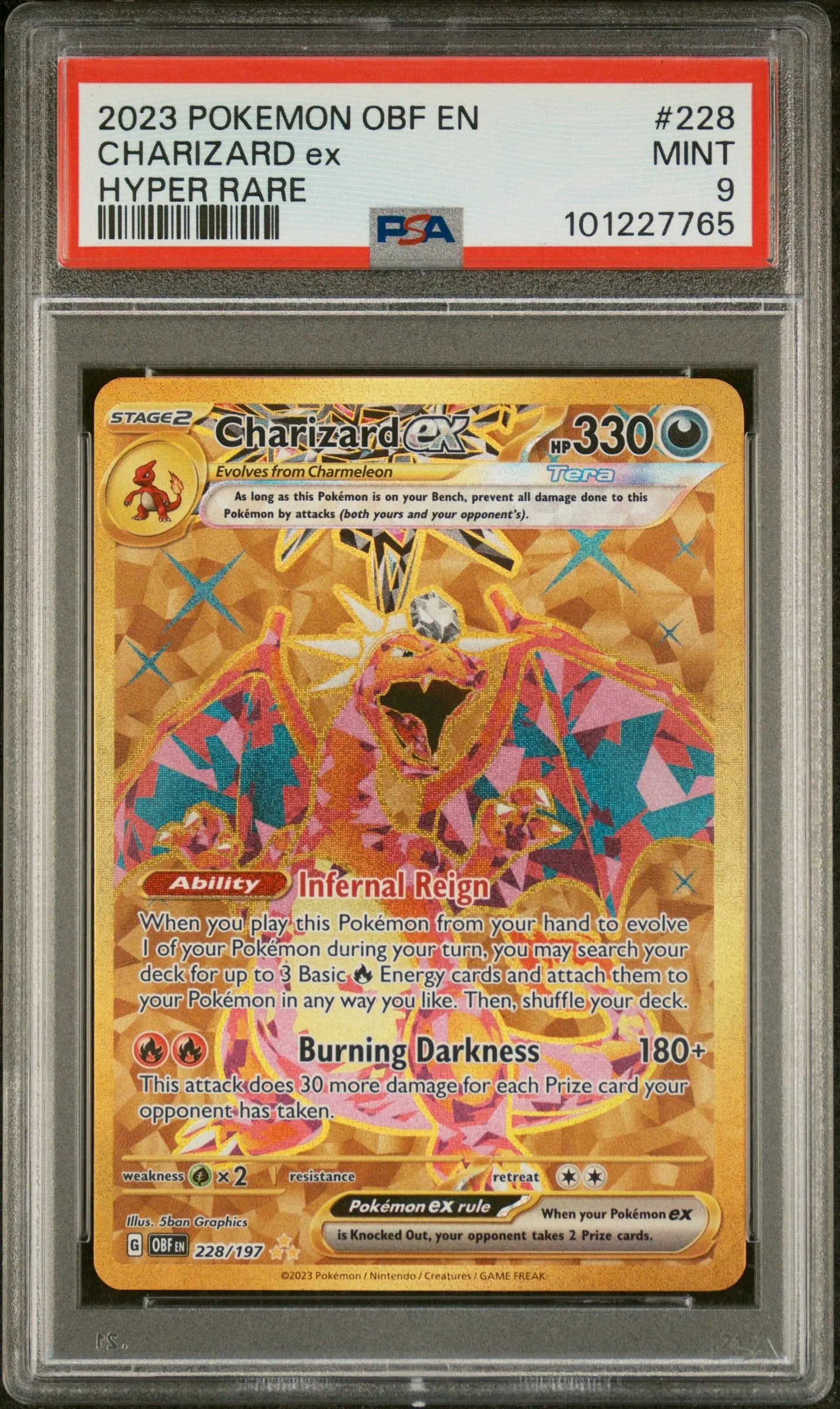 2023 Pokemon Obf EN-Obsidian Flames Charizard EX Hyper Rare PSA 9 #228 