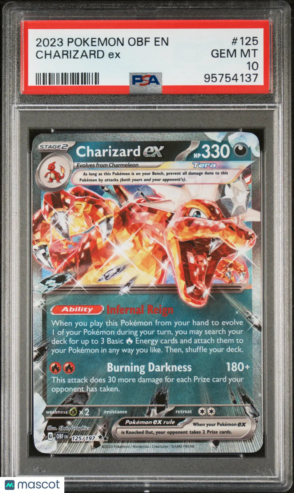 2023 Pokemon Obf EN-Obsidian Flames Charizard EX PSA 10 #125 