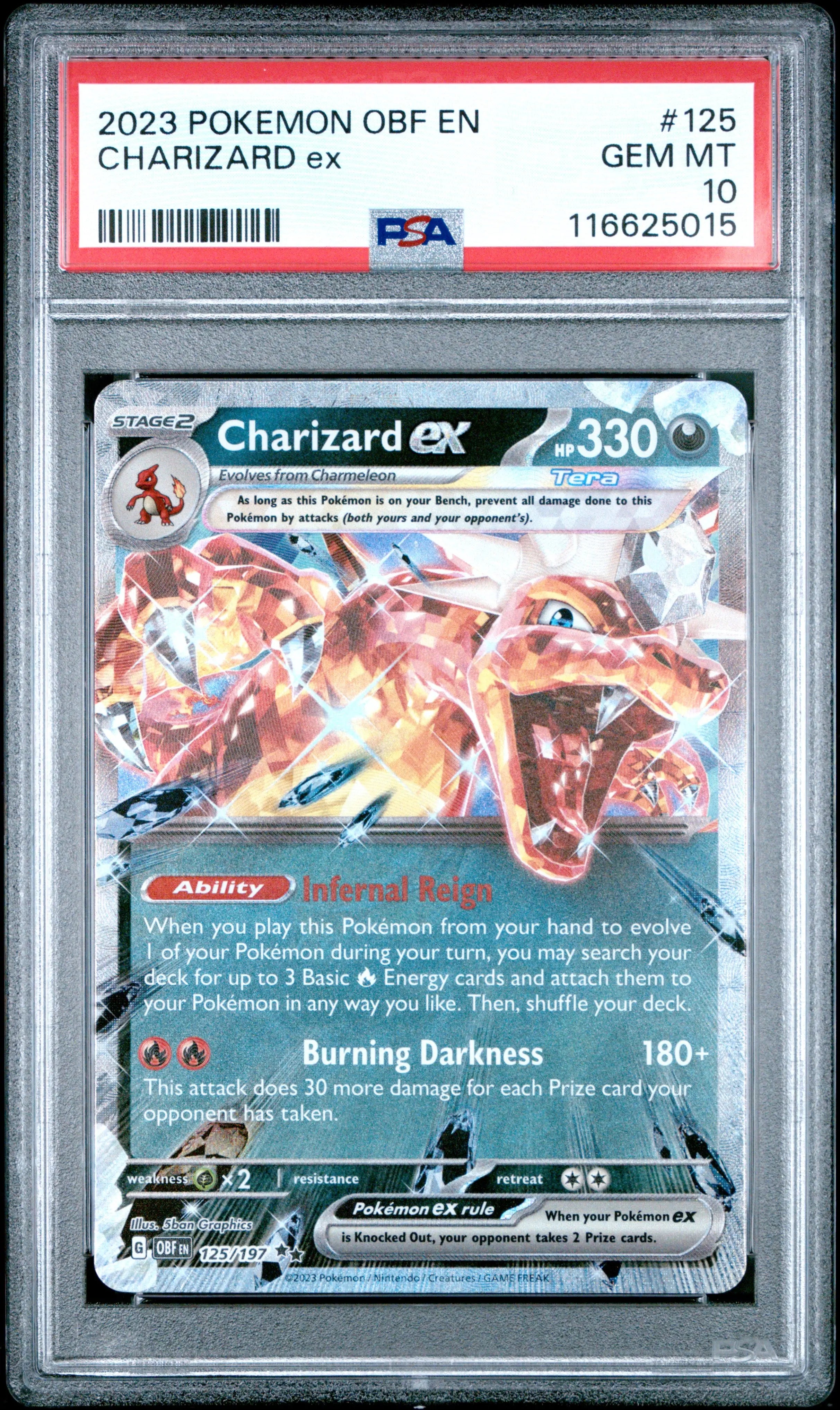 2023 Pokemon Obf EN-Obsidian Flames Charizard EX PSA 10 #125 