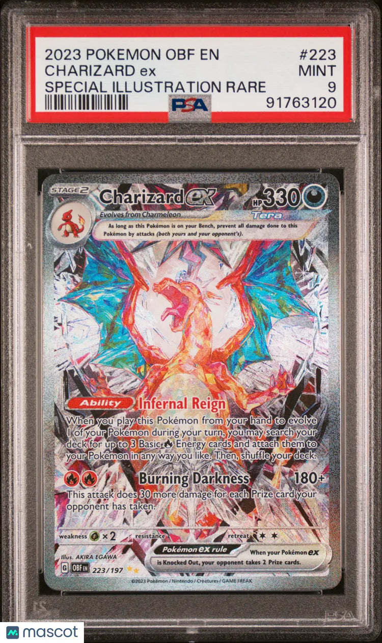 2023 Pokemon Obsidian Flames Charizard EX Special Illustration PSA 9 223/197 