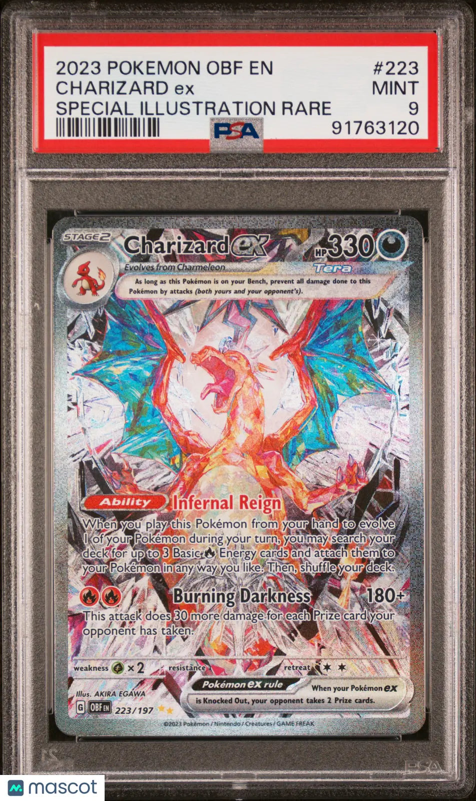 2023 Pokemon Obsidian Flames Charizard EX Special Illustration PSA 9 223/197 