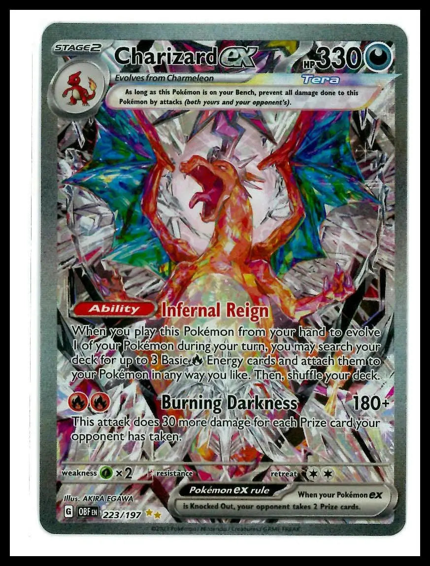 2023 Pokemon Obsidian Flames Charizard ex Secret Illustration Rare 223/197 