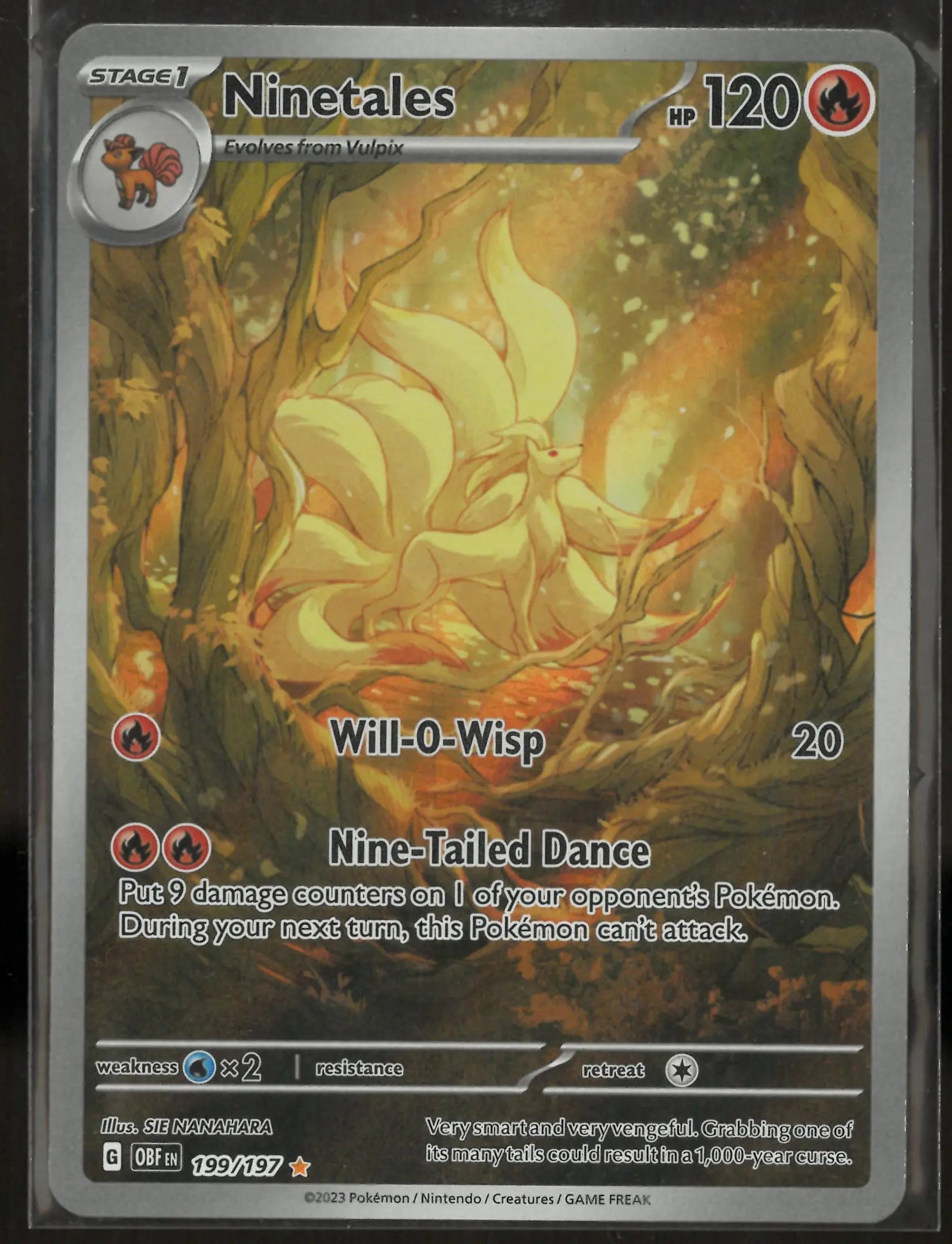 2023 Pokemon Obsidian Flames Illustration Rare Ninetales 199/197 