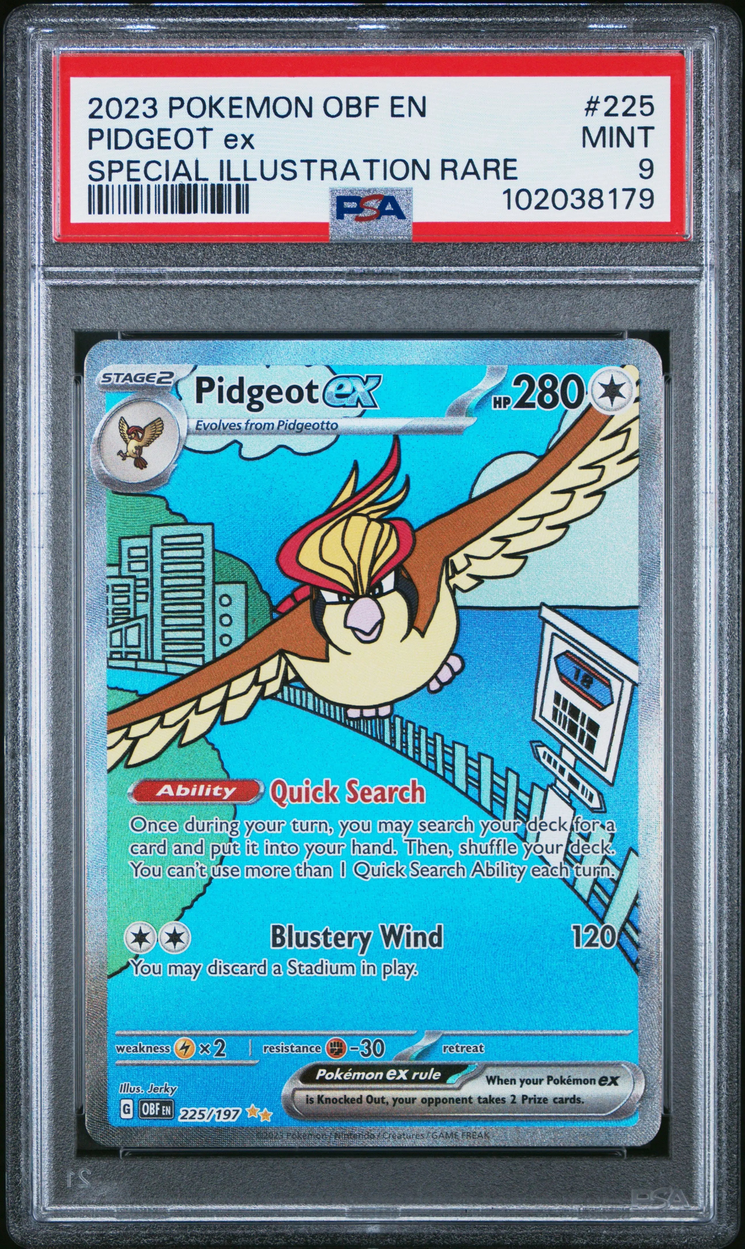 2023 Pokemon Obsidian Flames Special Illustration Rare Pidgeot EX PSA 9 225/197 