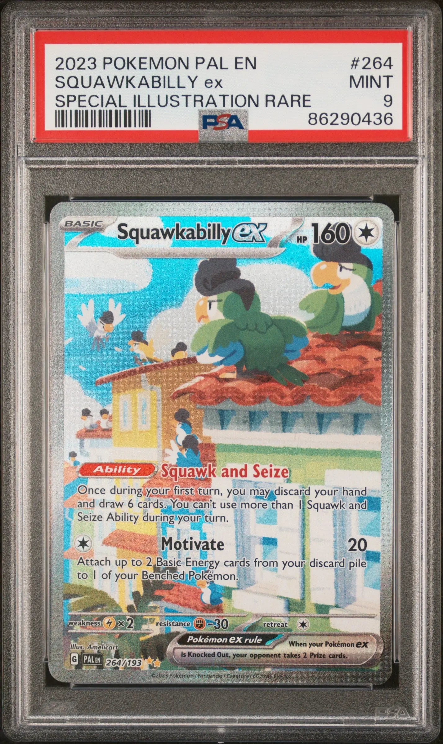 2023 Pokemon Paldea Evolved Squawkabilly Ex SIR 264/193 PSA 9 