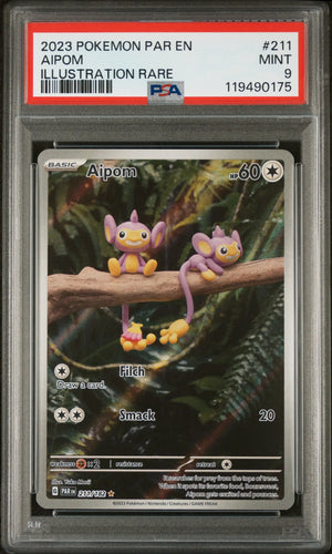 2023 Pokemon Par EN-Paradox Rift Aipom Illustration Rare 211/182 PSA 9 