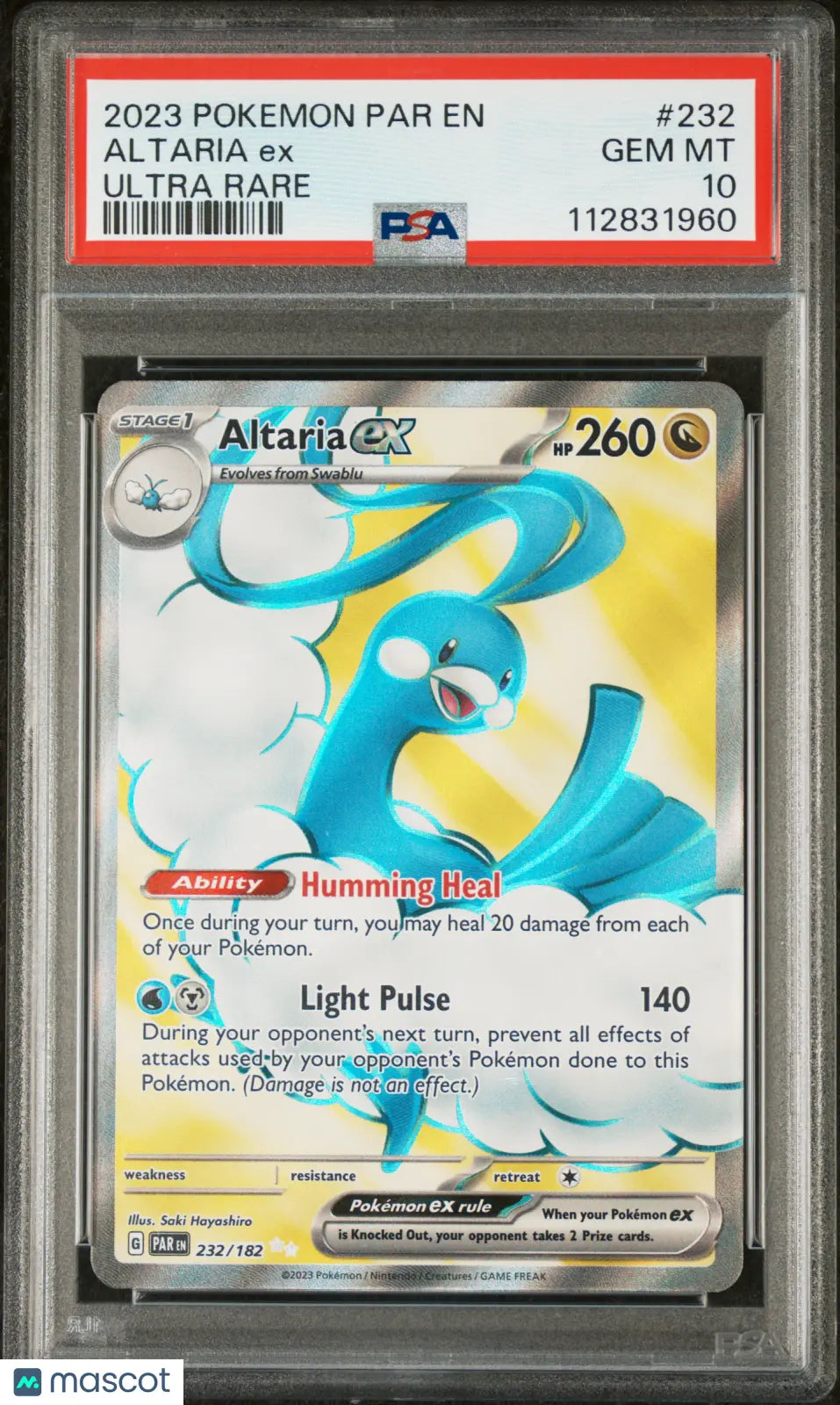 2023 Pokemon Par EN-Paradox Rift Altaria EX Ultra Rare PSA 10 232/182 