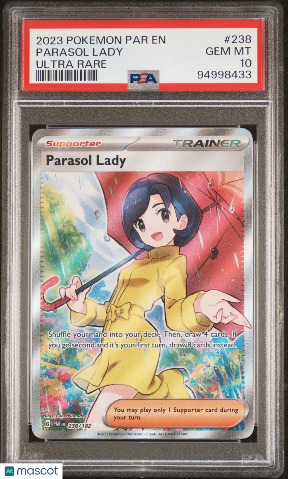 2023 Pokemon Par EN-Paradox Rift Parasol Lady Ultra Rare PSA 10 238/182 