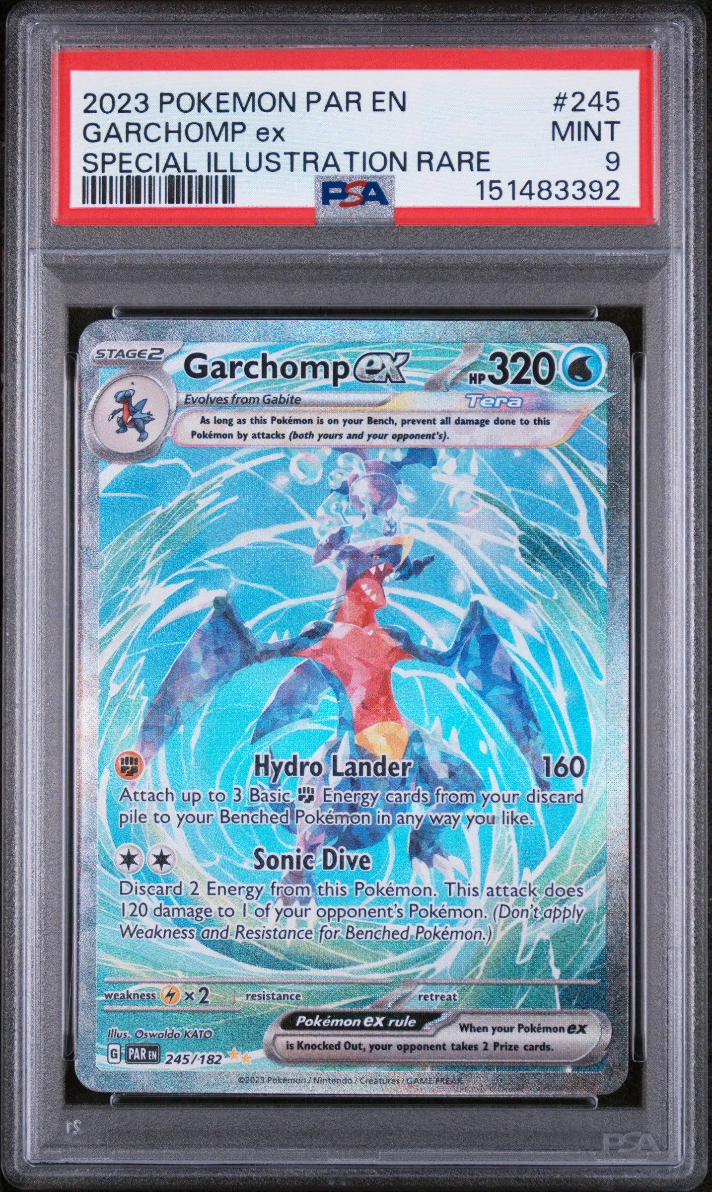 2023 Pokemon Paradox Rift Garchomp Ex Special Illustration 245/182 Rare PSA 9 