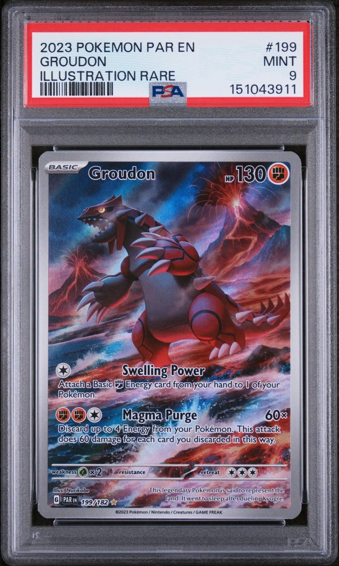 2023 Pokemon Paradox Rift Groudon Illustration Rare 199/182 PSA 9 