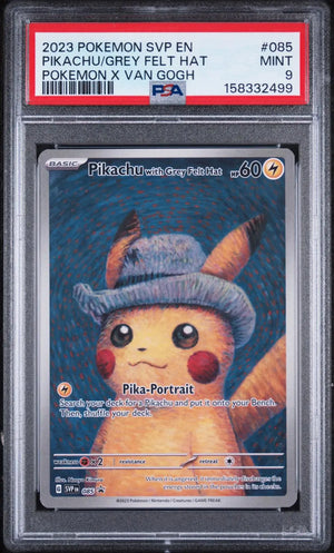 2023 Pokemon SV Black Star Promo Pikachu Grey Felt Hat 085 PSA 9 