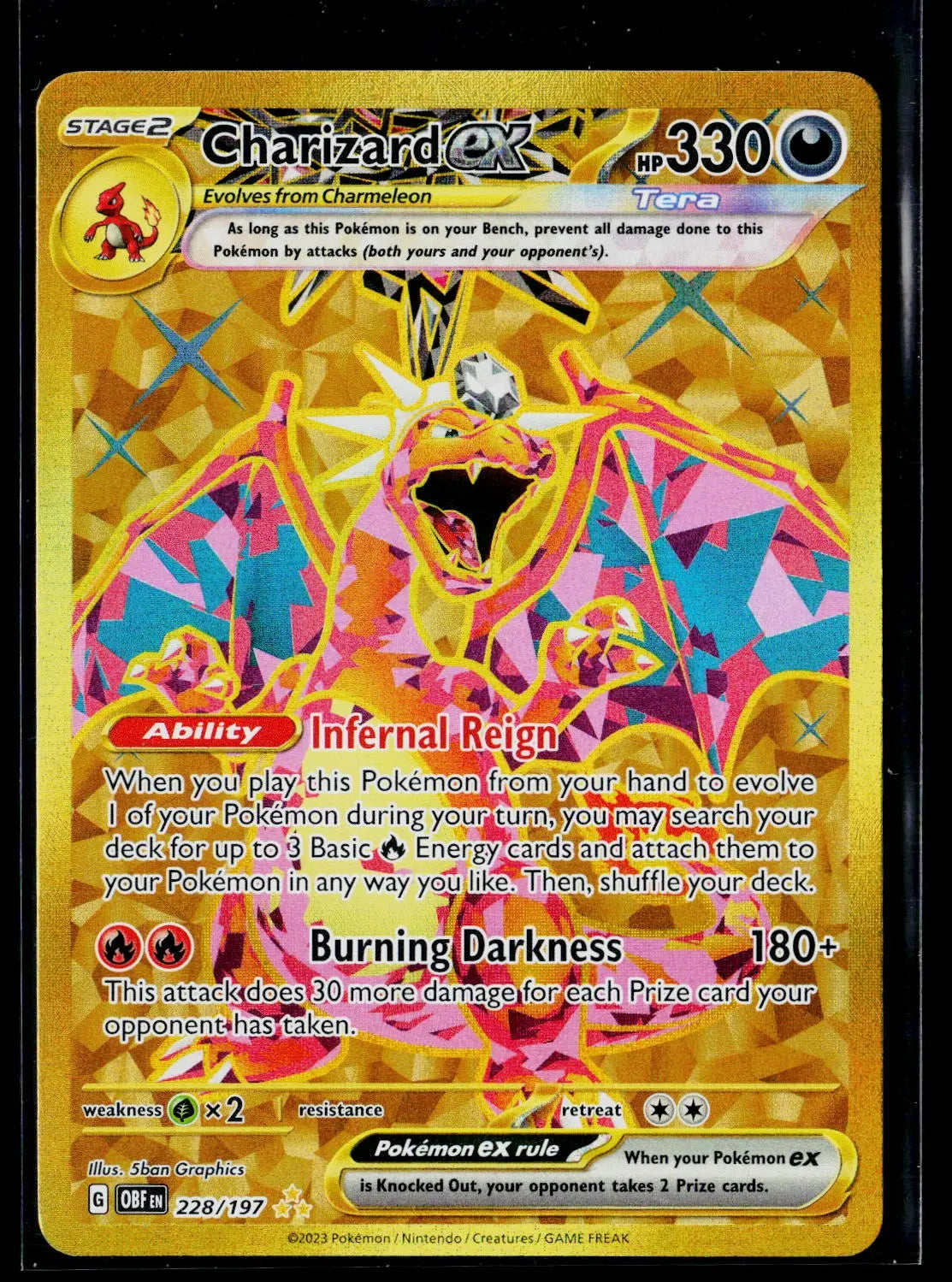 2023 Pokemon SV Obsidian Flames Charizard ex Holofoil Hyper Rare 228/197 