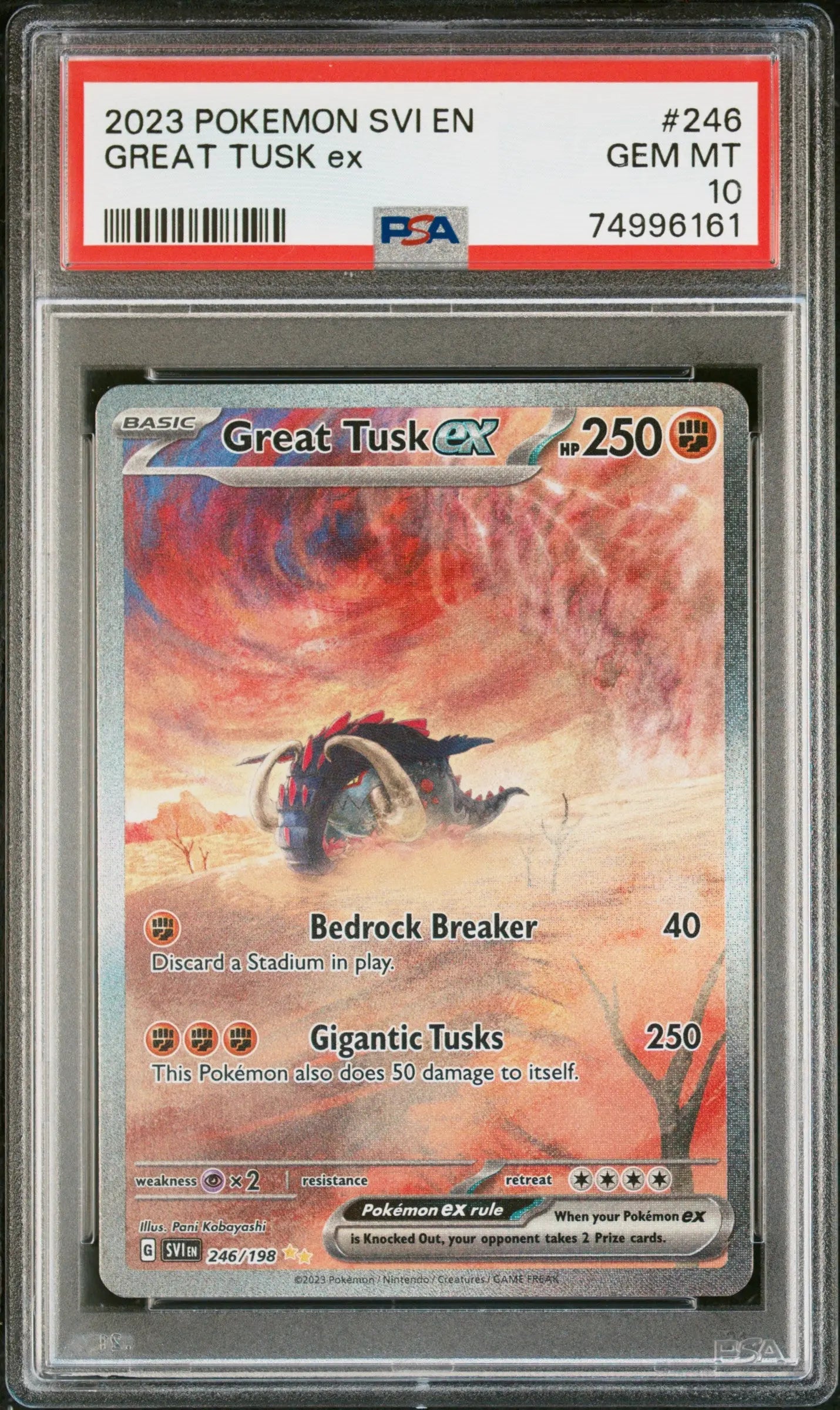 2023 Pokemon SVI En Scarlet & Violet 246/198 Great Tusk Ex SIR PSA 10 