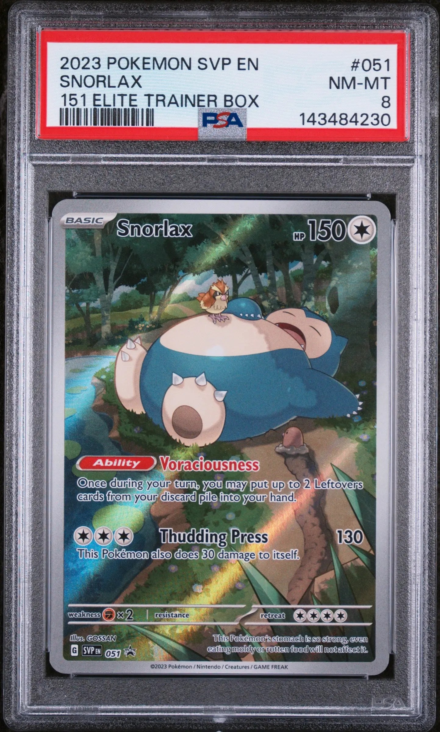 2023 Pokemon SVP EN-SV Black Star Promo Snorlax 151 #51 Elite Trainer Box PSA 8 