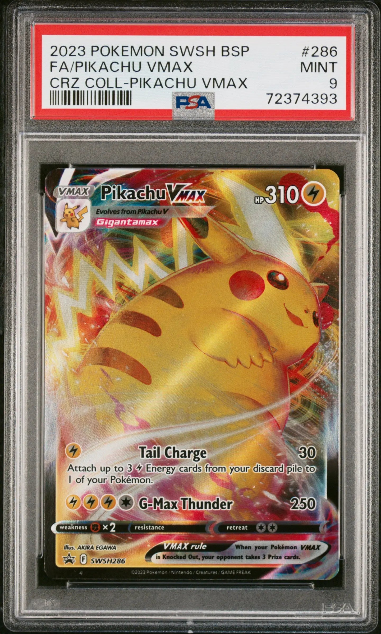 2023 Pokemon SWSH Black Star Promo Pikachu VMAX CRZ Coll SWSH286 PSA 9 