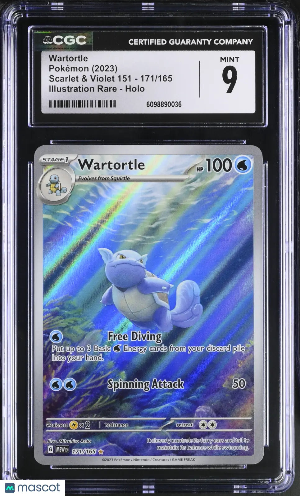 2023 Pokemon Scarlet & Violet 151 Wartortle Illustration Rare CGC 9 171/165 
