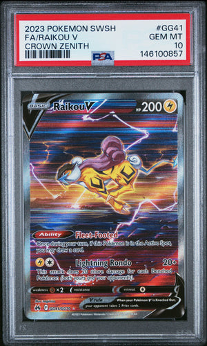 2023 Pokemon Sword And Shield Crown Zenith GG41/GG70 Raikou V PSA 10 