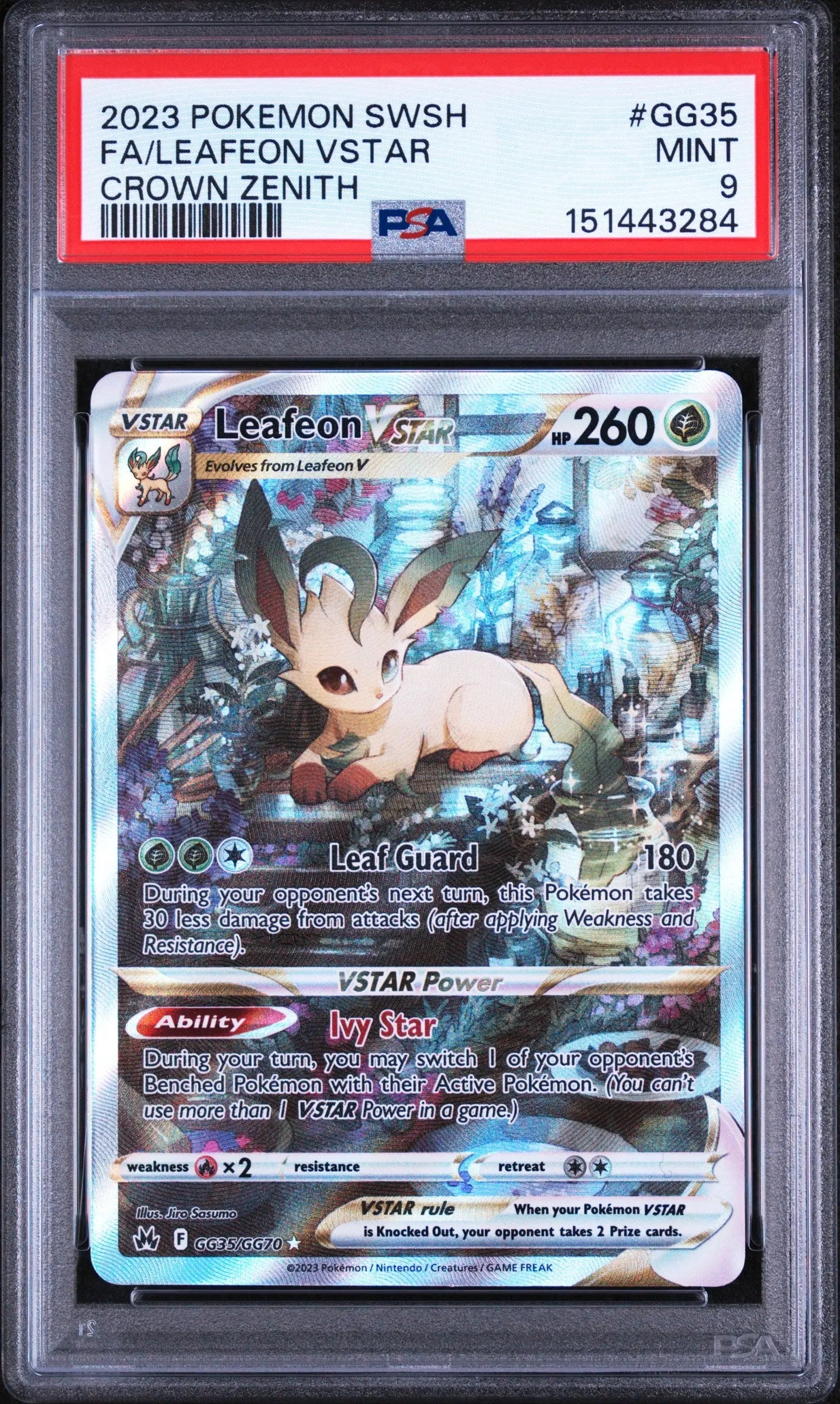 2023 Pokemon Sword And Shield Crown Zenith Leafeon VSTAR GG35/GG70 FA PSA 9 