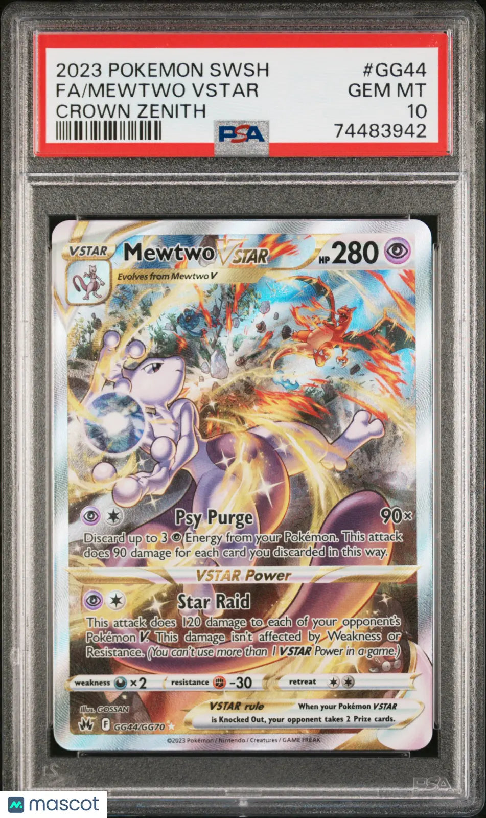 2023 Pokemon Sword And Shield Crown Zenith Mewtwo VSTAR #GG44 Fa PSA 10 