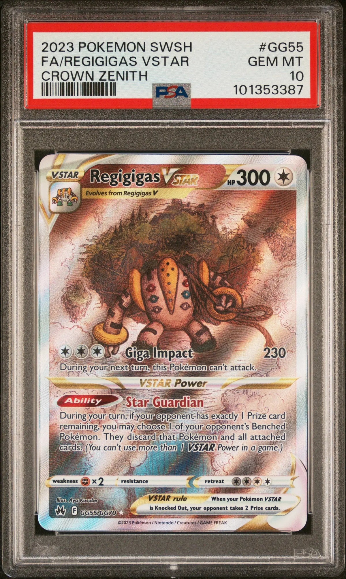 2023 Pokemon Sword And Shield Crown Zenith Regigigas Vstar GG55/GG70 PSA 10 