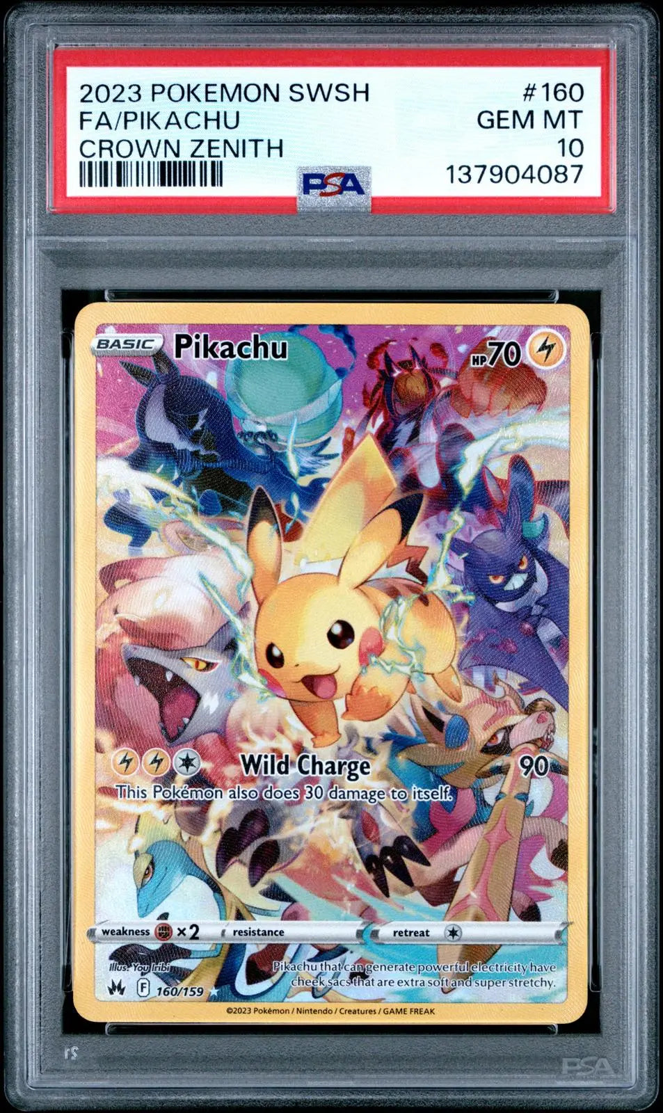 2023 Pokemon Sword & Shield Crown Zenith Pikachu Secret Rare 160/159 PSA 10 