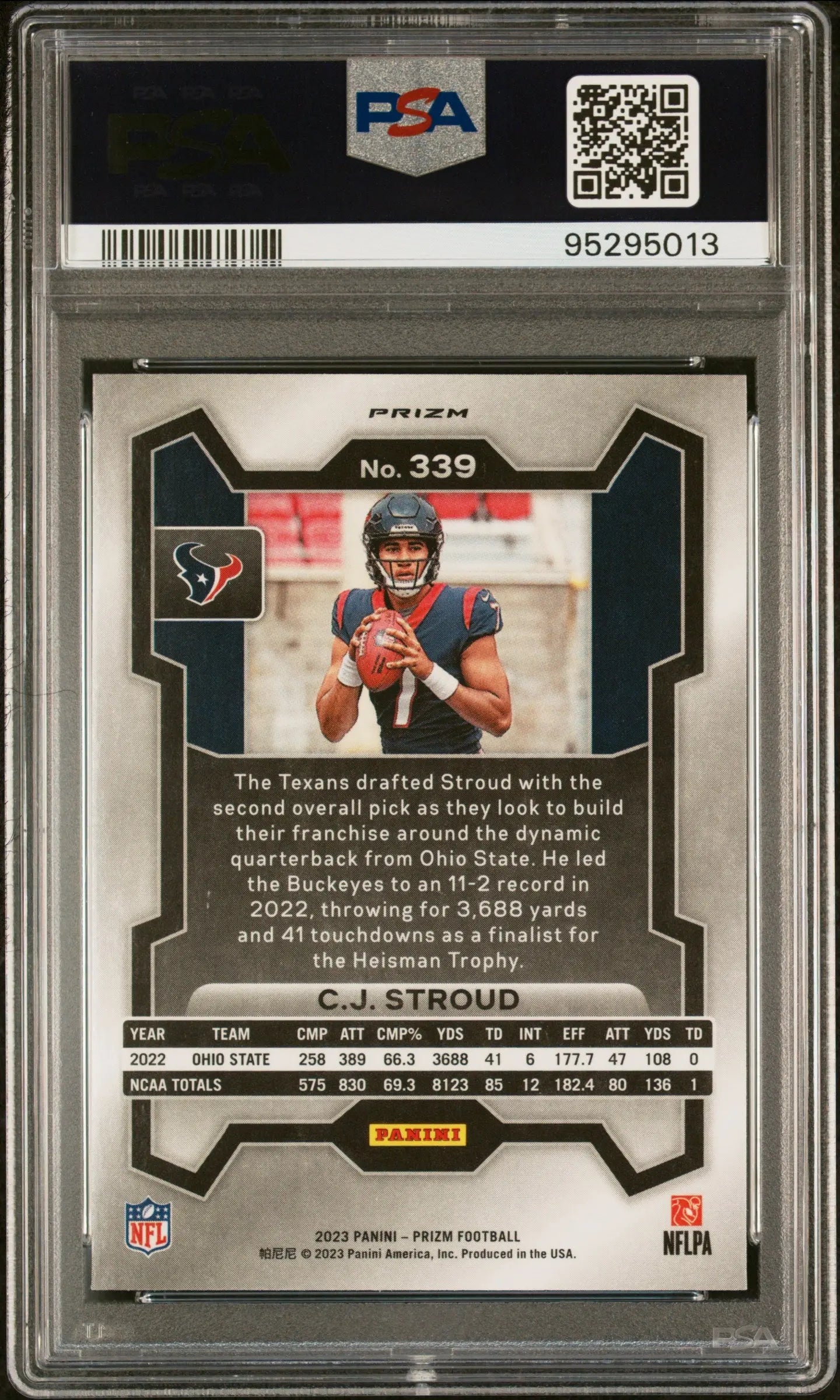 2023 Prizm Football CJ Stroud RC Rookie Green Ice PSA 9 