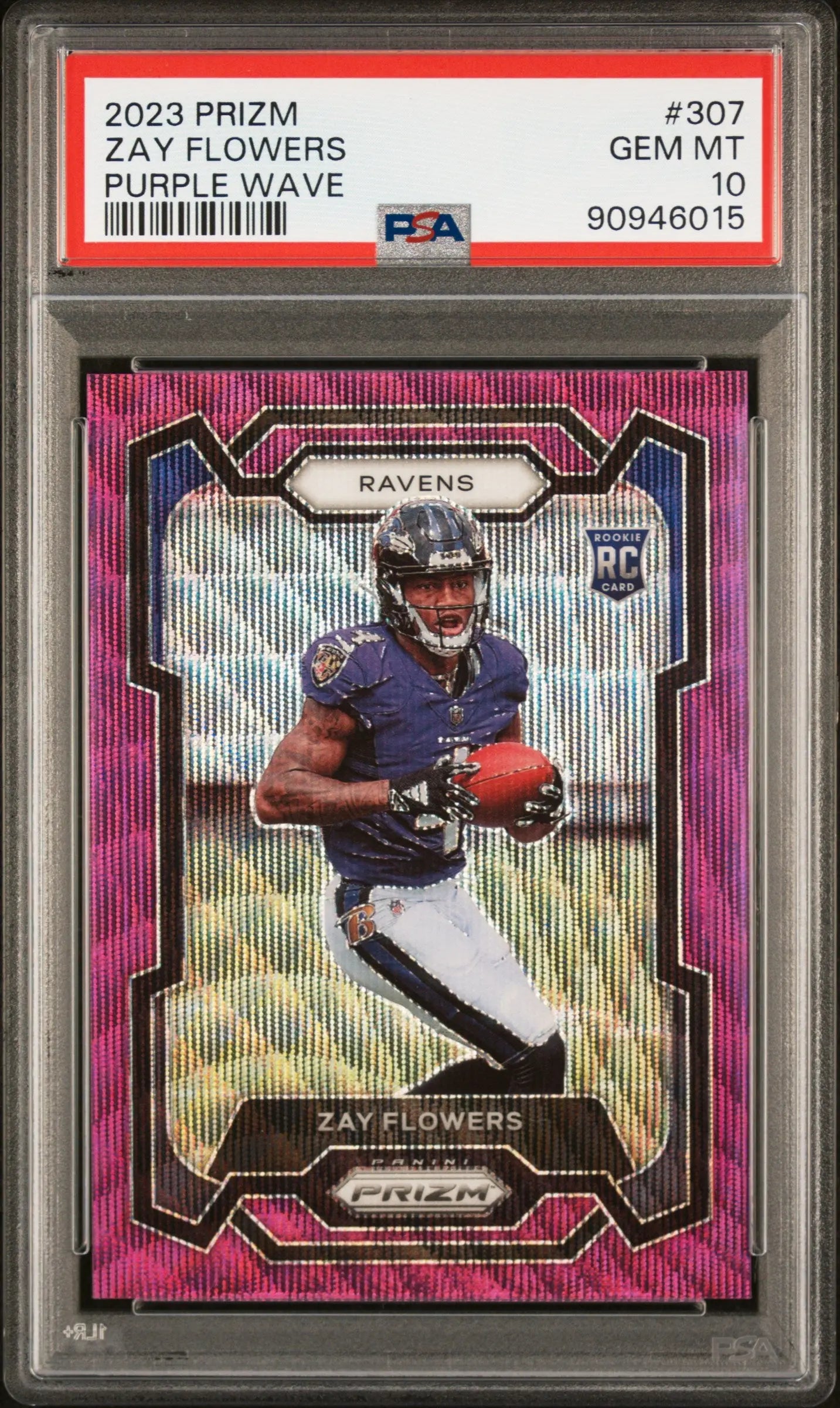 2023 Prizm Football Zay Flowers RC Rookie Purple Wave PSA 10 /99 