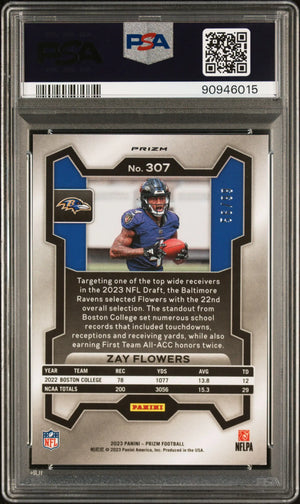 2023 Prizm Football Zay Flowers RC Rookie Purple Wave PSA 10 /99 