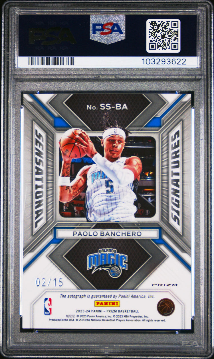 2023 Prizm Sensational Signatures Auto Paolo Banchero Snakeskin PSA 10 /15 