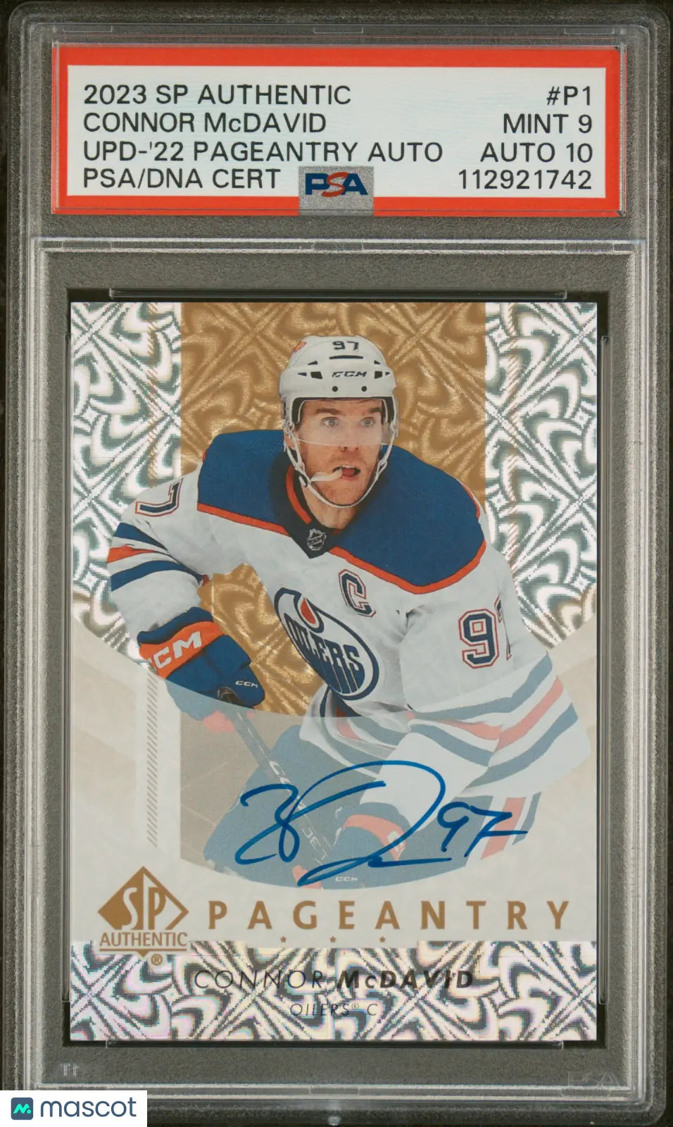 2023 SP Authentic Update Connor McDavid #P1 '22 Pageantry Auto PSA 9 Auto 10 